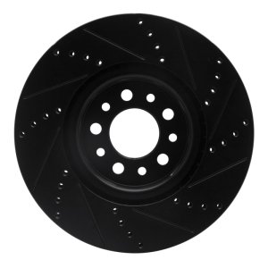 Alfa Romeo Tonale Brake Rotor (1) - Front Left - R1 Concepts - Drilled & Slotted - Black - `14-`25